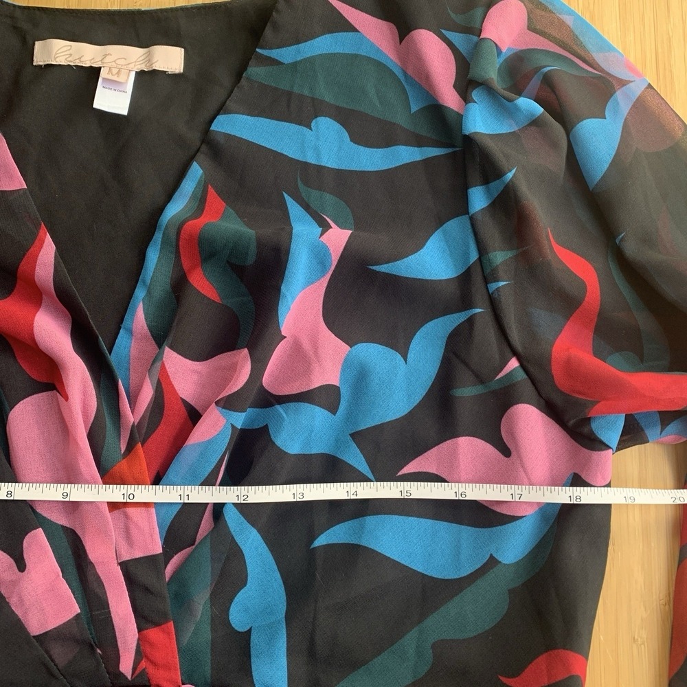 Anthropologie Hutch Hi Low Maxi Dress Medium Wrap Ruffle Long Balloon Sleeve - Picture 16 of 16